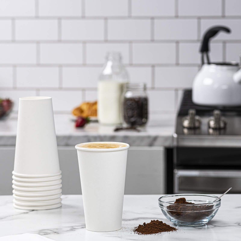 GUSTO 16 oz White Disposable Paper Cups for Hot & Cold Drinks [200 Count] Sturdy, Eco-Friendly Coffee Cups for Home, Office & Events â€“ Formerly Comfy Package - Image 3